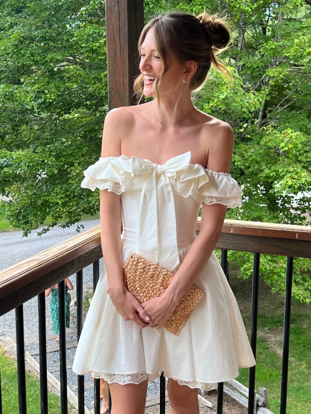 House of CB White Cotton Off Shoulder Corset Mini Dress (XS - Longer)